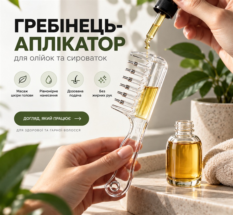 Гребінець-аплікатор для олійки та сироватки